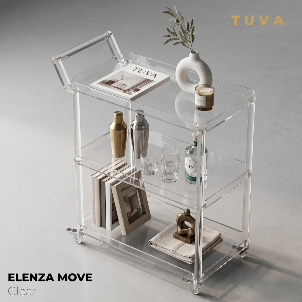ELENZA MOVE | Akrilik Yan Sehpa Servis Arabası & Lüks Bar Arabası | TUVA Collection