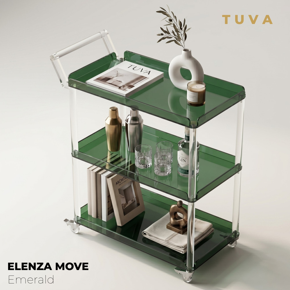 ELENZA MOVE | Akrilik Yan Sehpa Servis Arabası & Lüks Bar Arabası | TUVA Collection