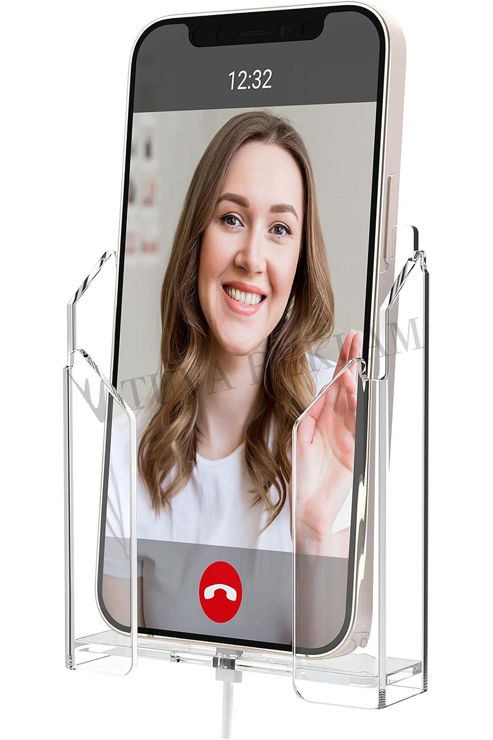 Duvara Monte Telefon Tutucu | Şeffaf Pleksi  Kablo Organizer Düzenleyici