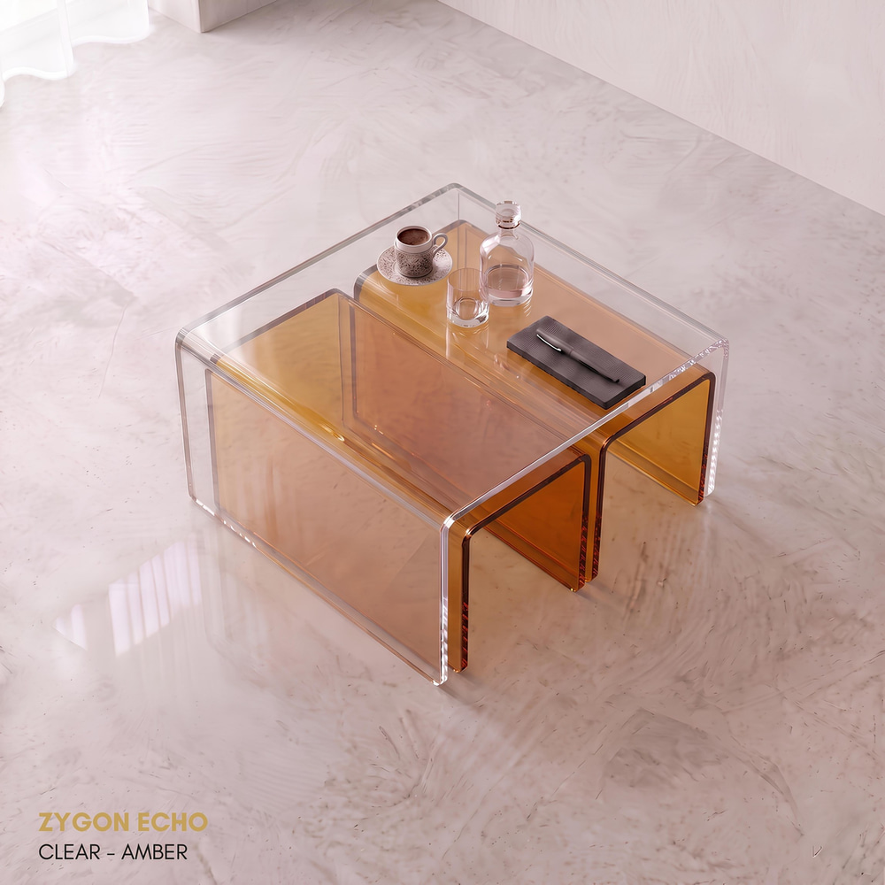 ZYGON ECHO | Premium Akrilik 3lü Zigon Set ve Orta Sehpa | TUVA Collection