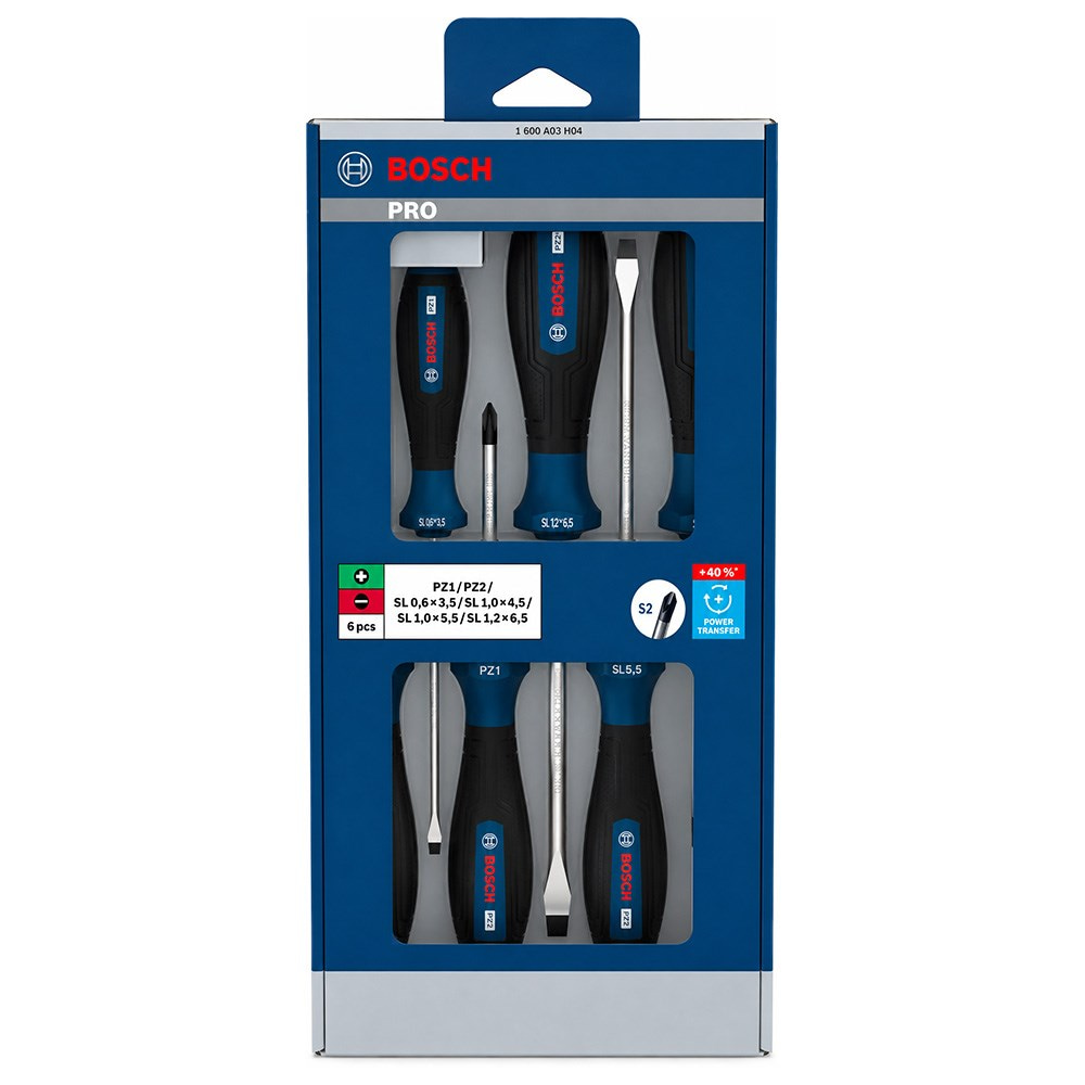 BOSCH Düz ve Yıldız Uçlu Tornavida Takımı Pro PZ/SL 6 Parça