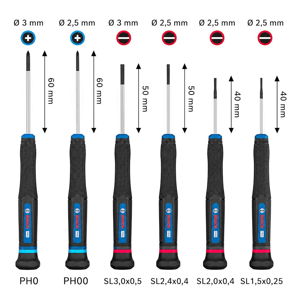 BOSCH Klemens Tornavida Takımı Hassas Pro PH/SL 6 Parça