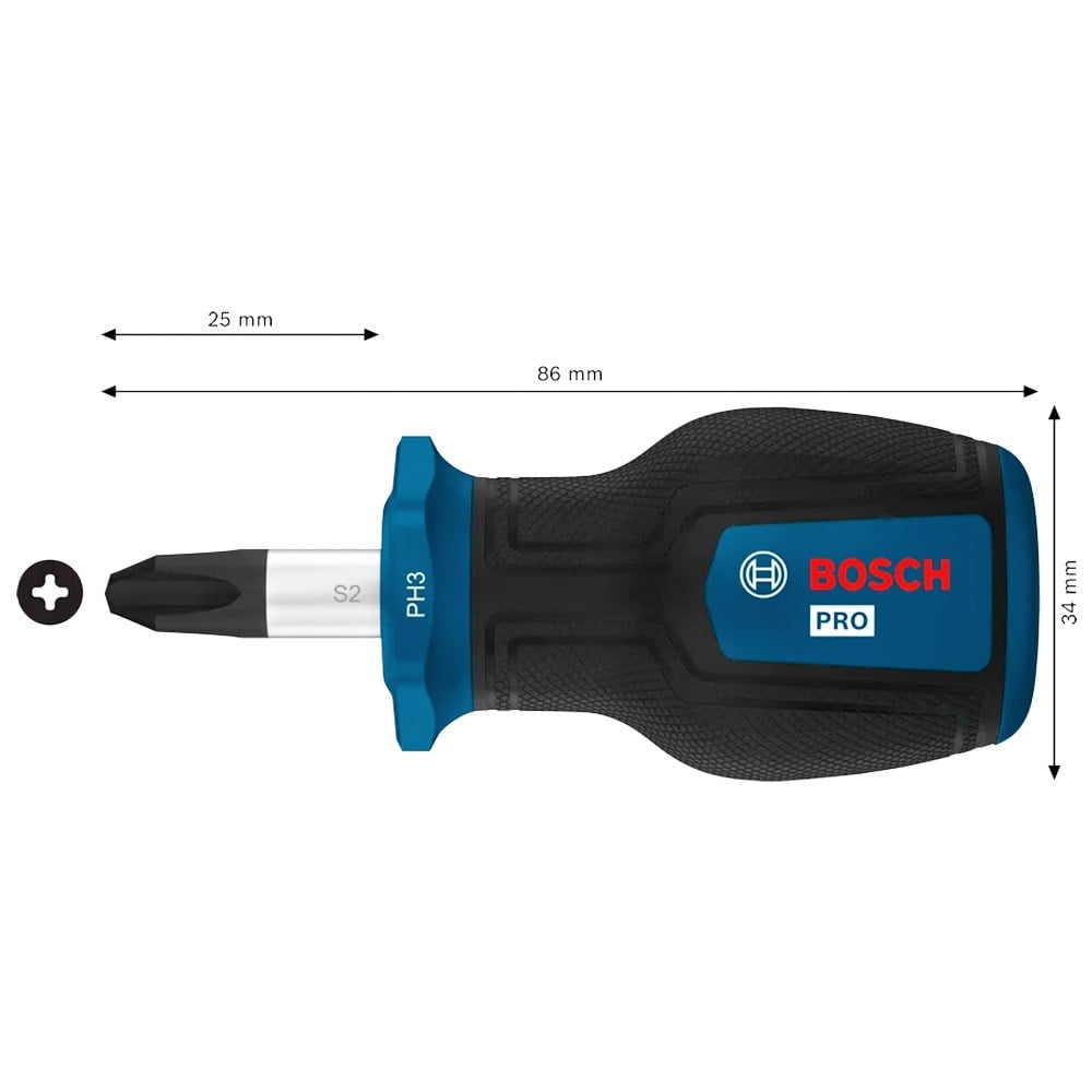 BOSCH Yıldız Uçlu Topaç Tornavida Pro PH3 x 25 mm