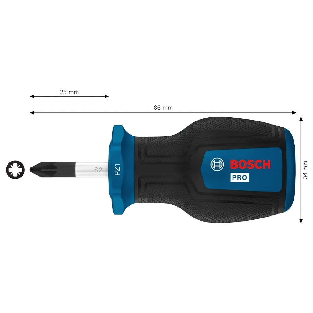 BOSCH Yıldız Uçlu Topaç Tornavida Pro PZ1 x 25 mm