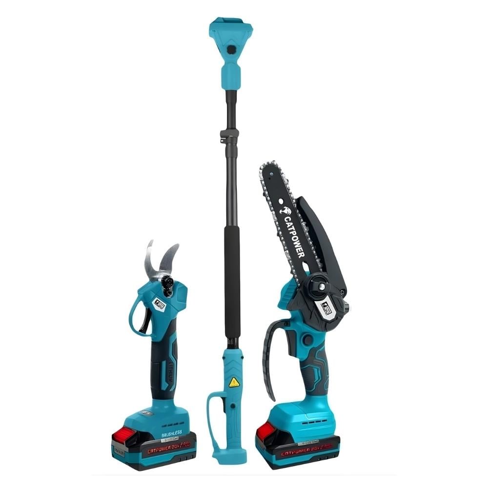 CATPOWER Dal Budama ve Zincirli Testere + Teleskopik Uzatma Kömürsüz Akülü Set 20V 2.0Ah