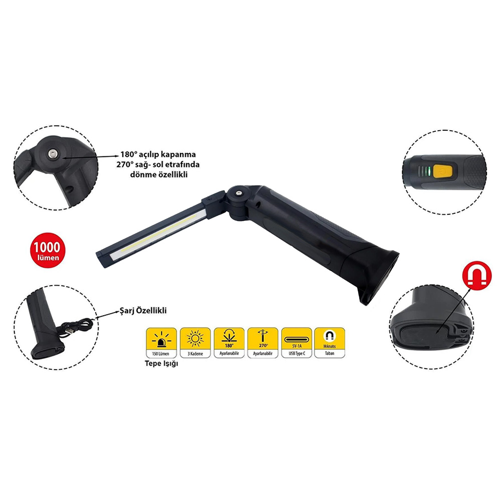 CETA FORM Katlanabilir Led Çalışma Lambası 1000 Lümen