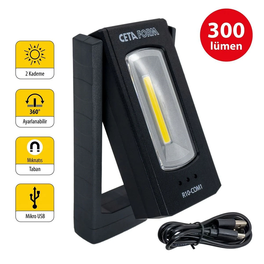 CETA FORM Kompakt Şarjlı Led Çalışma Lambası 300 Lümen