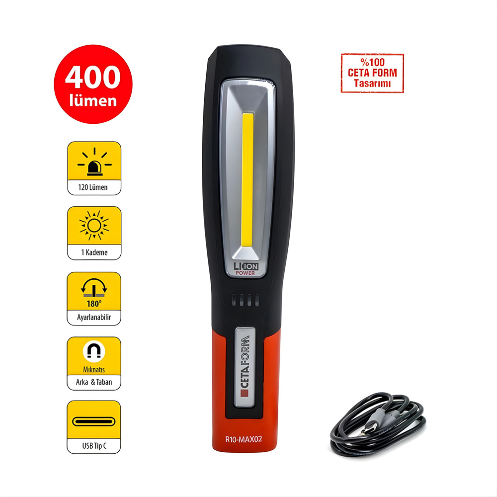 CETA FORM Lu-Max Şarjlı Led Çalışma Lambası 400 Lümen