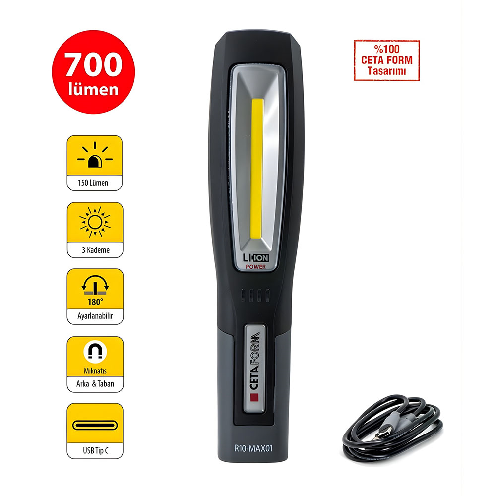 CETA FORM Lu-Max Şarjlı Led Çalışma Lambası 700 Lümen