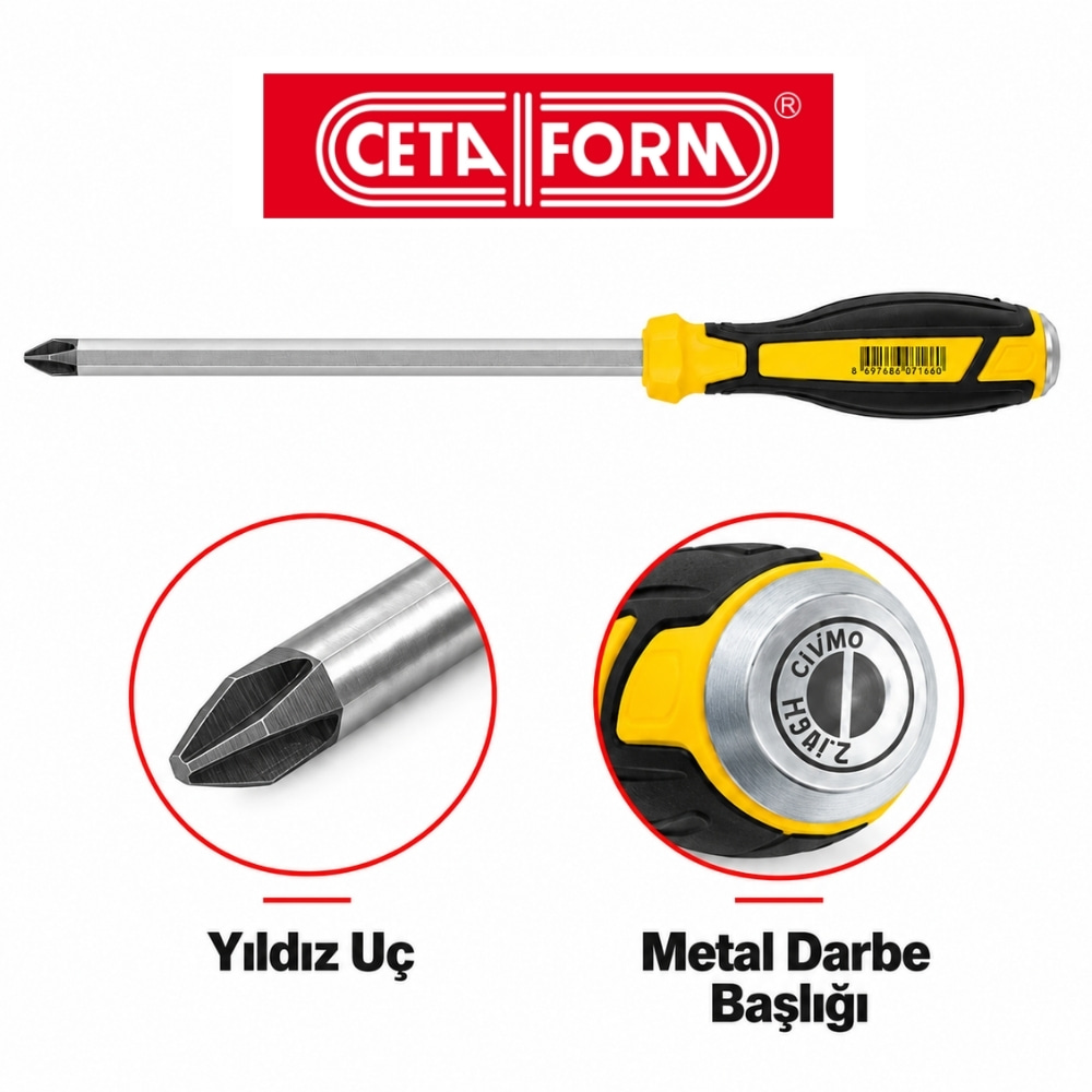 CETA FORM Yıldız Uçlu Darbeli Tornavida PH2 x 100 mm