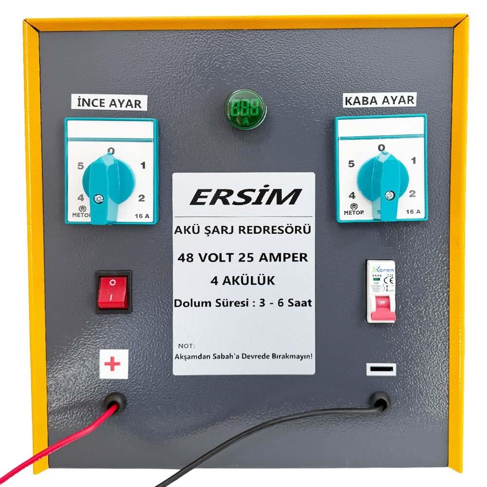 ERSIM Akü Şarj Cihazı 48 V 25 Amper 4 Akülük