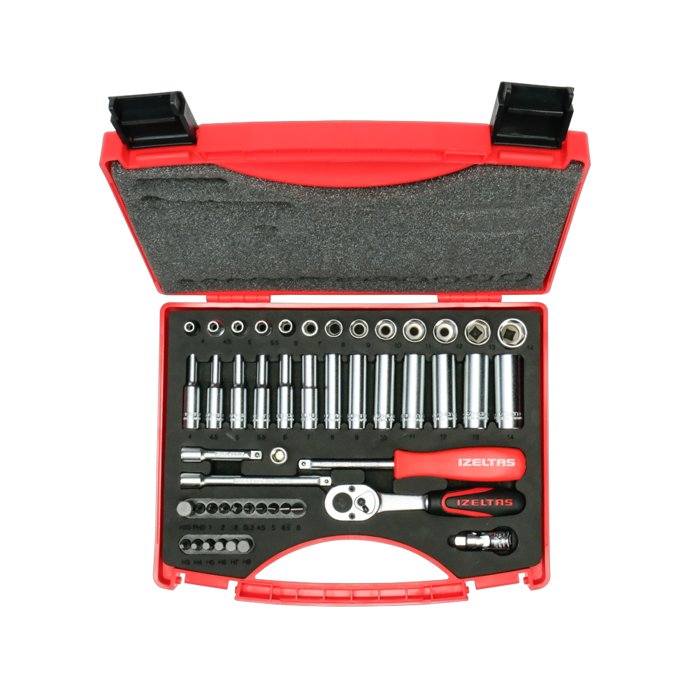 IZELTAS 1/4 Altı Köşe Lokma ve Bits Set 48 Parça