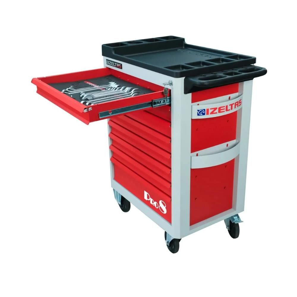 IZELTAS 8 Çekmeceli Dolu Takım Arabası Pro 206 Parça