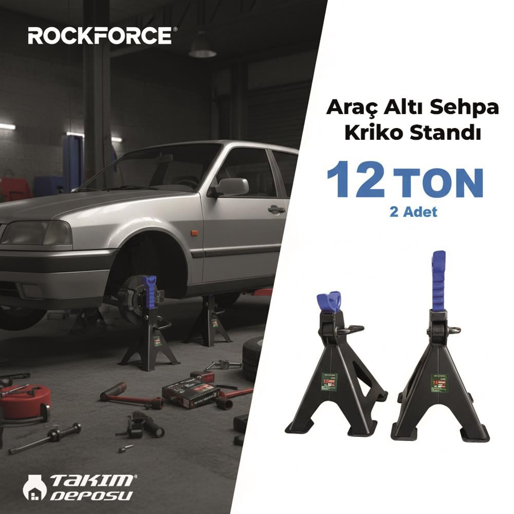 ROCKFORCE 12 Ton Araç Altı Sehpa Kriko Standı 2 Adet