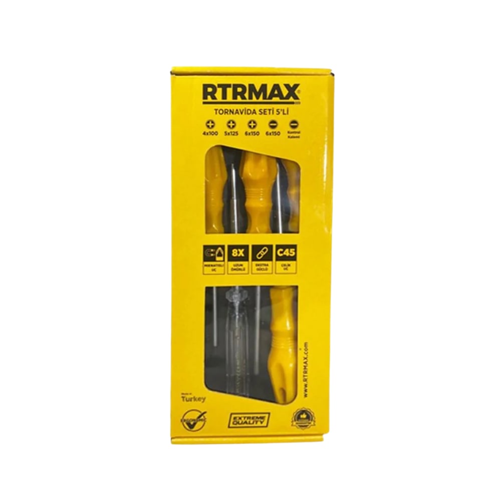 RTRMAX Düz ve Yıldız Uçlu Tornavida Takımı 5 Parça