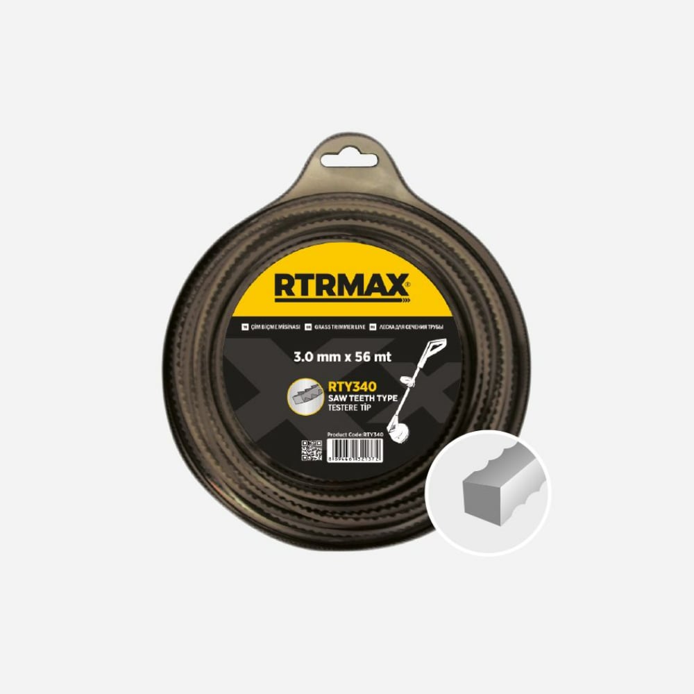 RTRMAX RTY343 Tırpan Misinası Gri Testere 3.3 mm 46 Metre