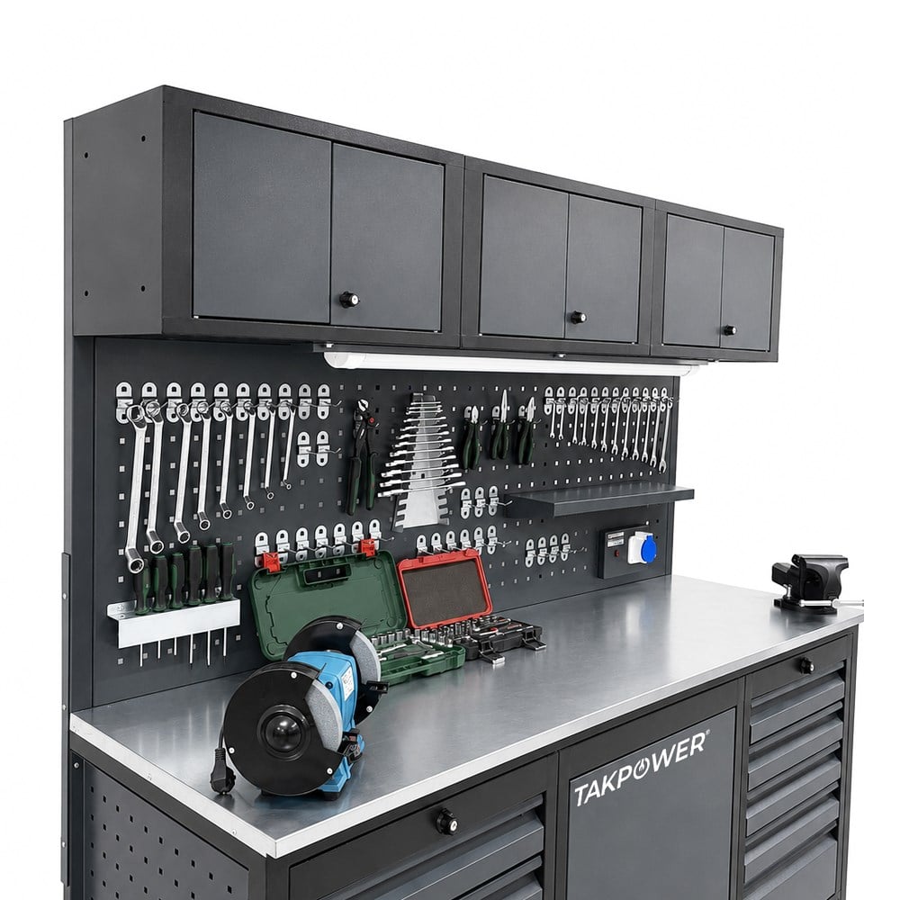 TAKPOWER 2 Metre BOSCH Dolu Takım Tezgahı 10 Çekmeceli Üsten Dolaplı Premium