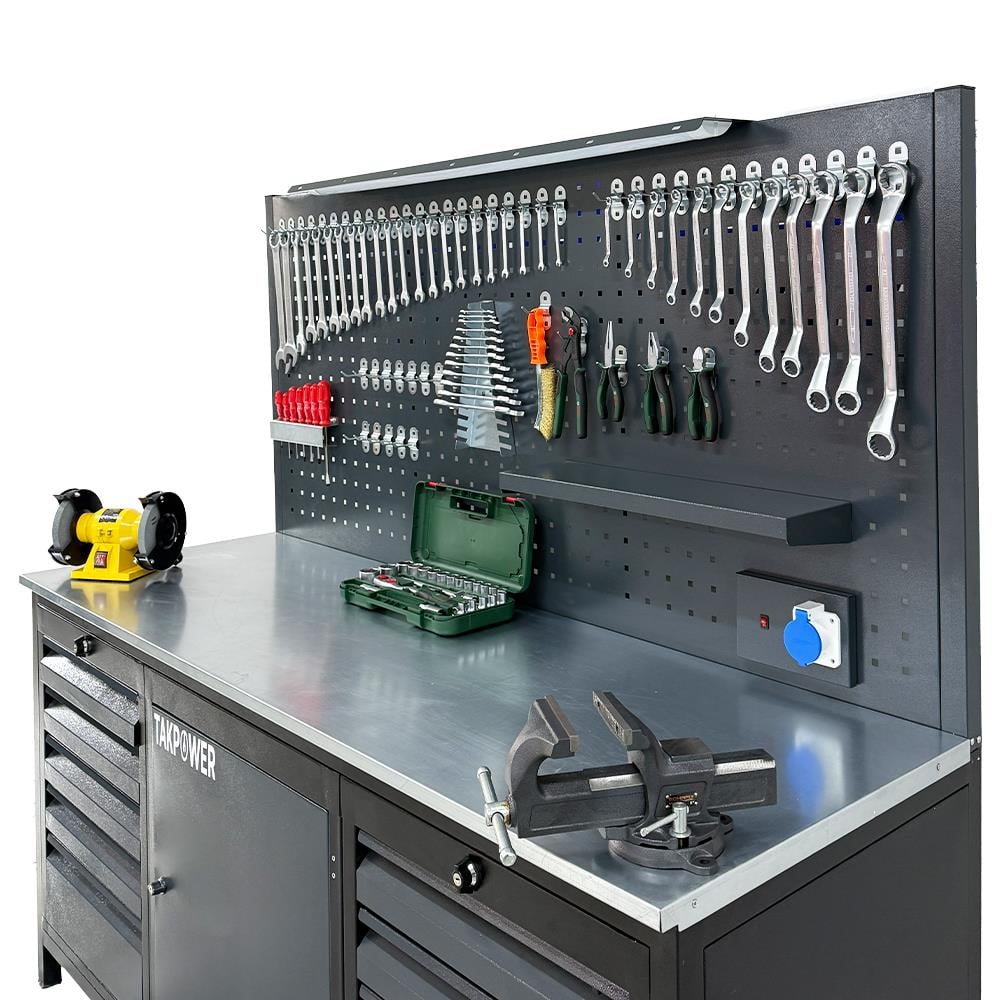 TAKPOWER 2 Metre Dolu Takım Tezgahı 10 Çekmeceli 1 Dolaplı Eko