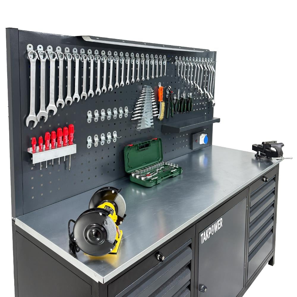 TAKPOWER 2 Metre Dolu Takım Tezgahı 10 Çekmeceli 1 Dolaplı Eko