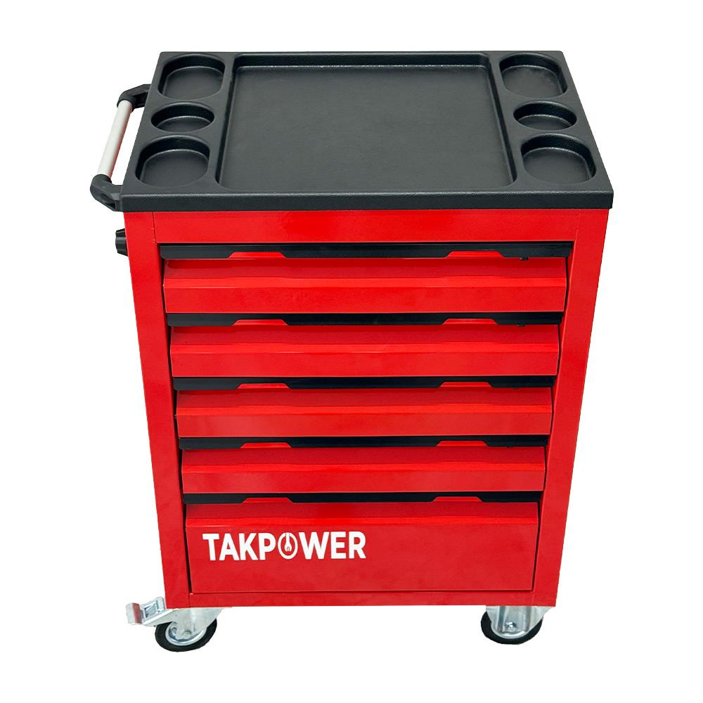 TAKPOWER 172 Parça Dolu Takım Arabası 5 Çekmeceli İzeltaş El Aletleri - Kırmızı