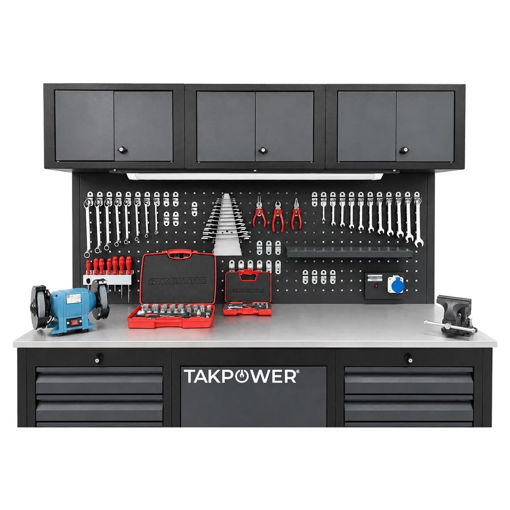TAKPOWER2 Metre IZELTAS Dolu Takım Tezgahı 10 Çekmeceli Üsten Dolaplı Premium