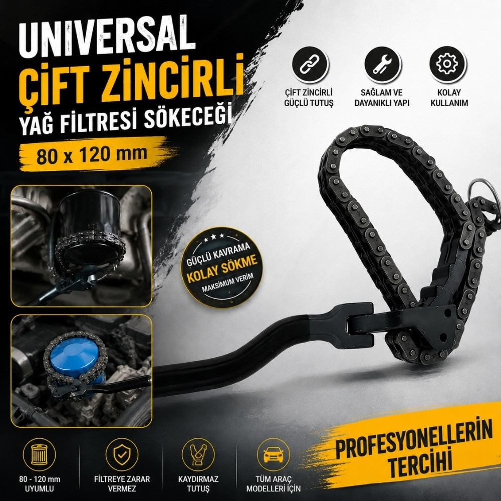 UNIVERSAL Çift Zincirli Yağ Filtresi Sökeceği 80 x 120 mm