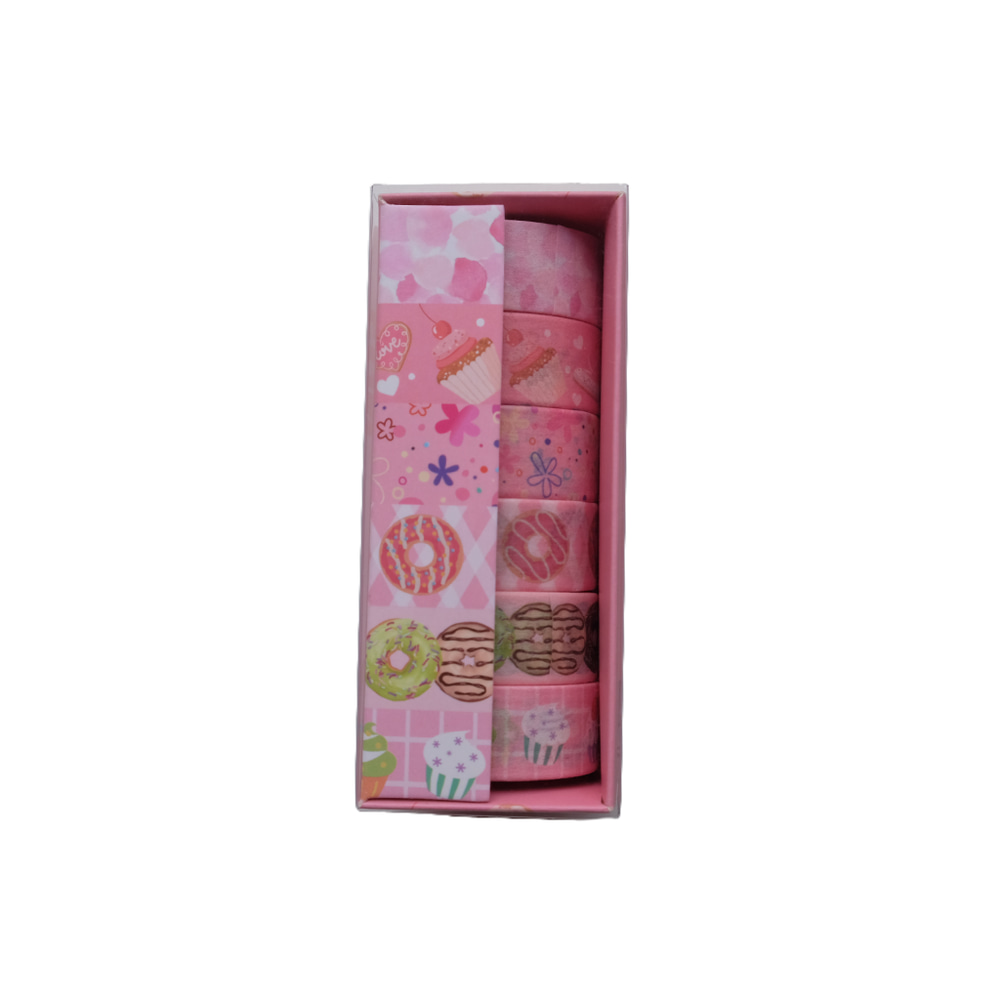 6lı Pembe Washi Tape Seti - Sevimli Dekoratif Kâğıt Bant