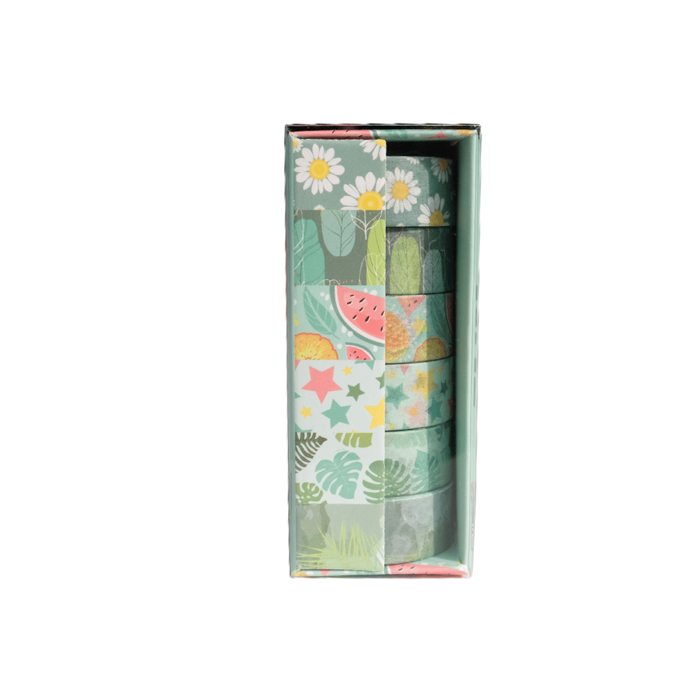 6lı Yeşil Washi Tape Seti - Dekoratif Kâğıt Bant
