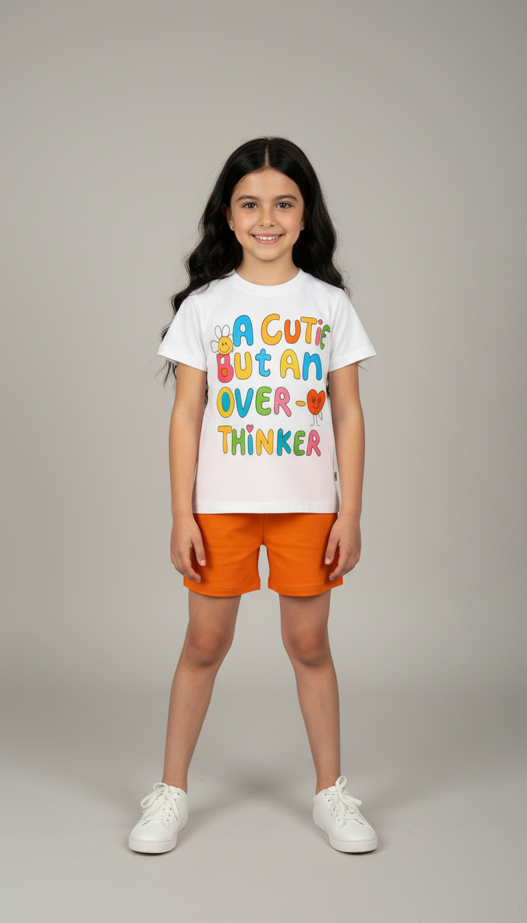 A Cutie But An Over Thinker Baskılı Şortlu Takım