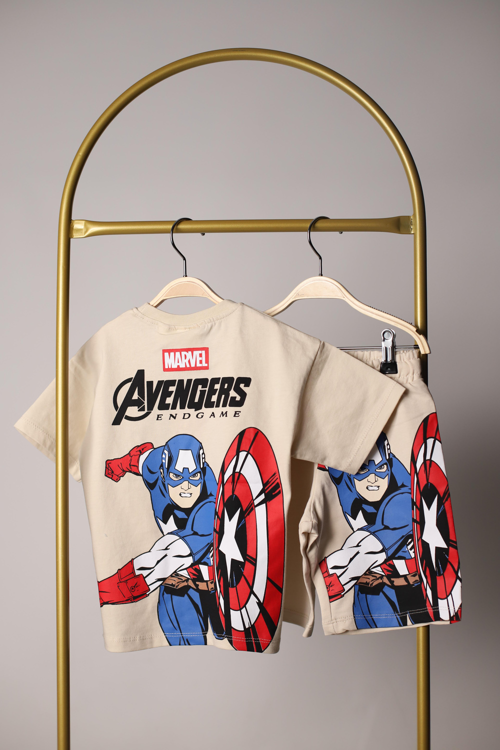 Captain America Sırt Baskılı Şortlu Takım