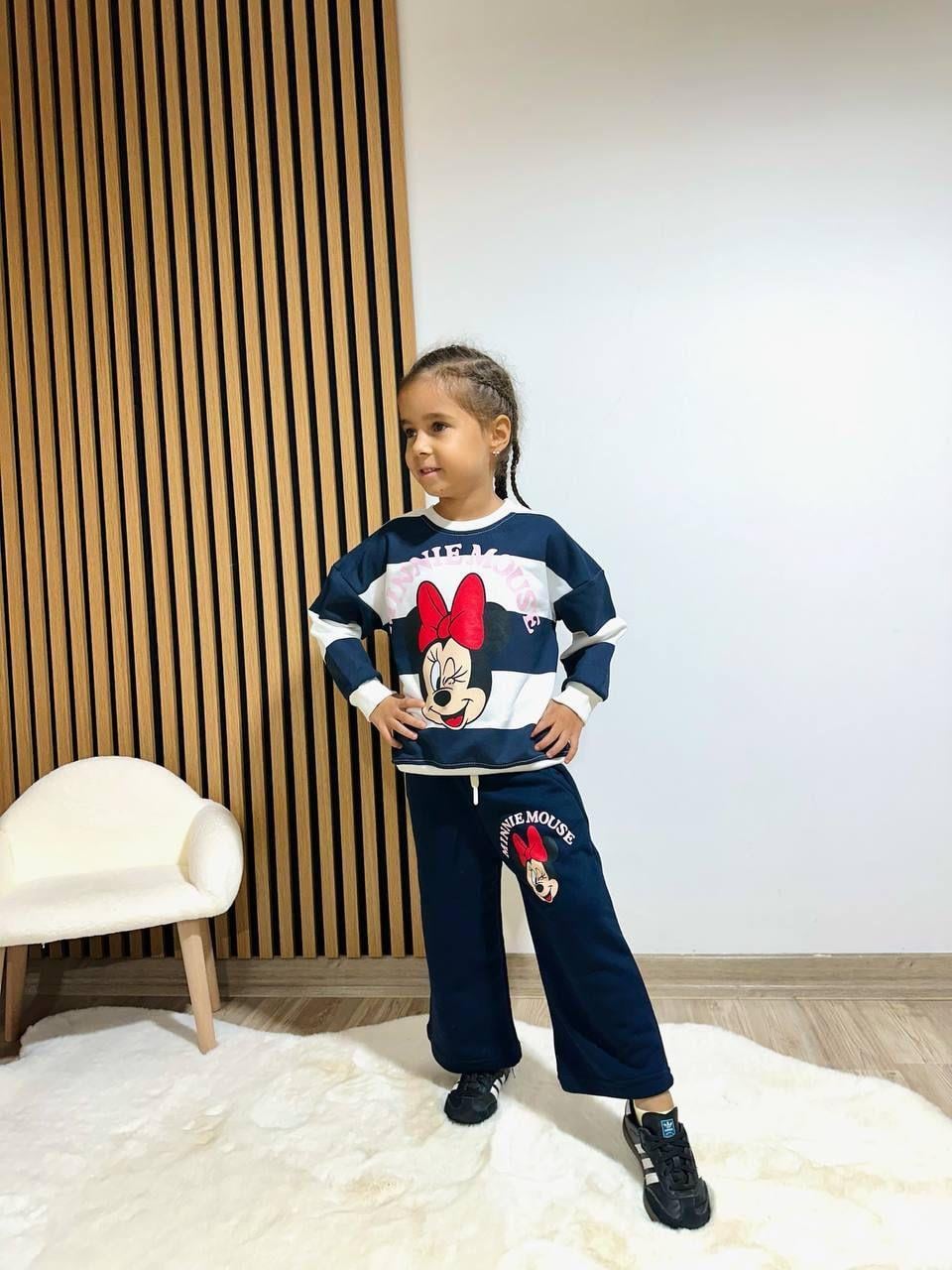 Çizgili Minnie Mouse Baskılı Eşofman Takımı