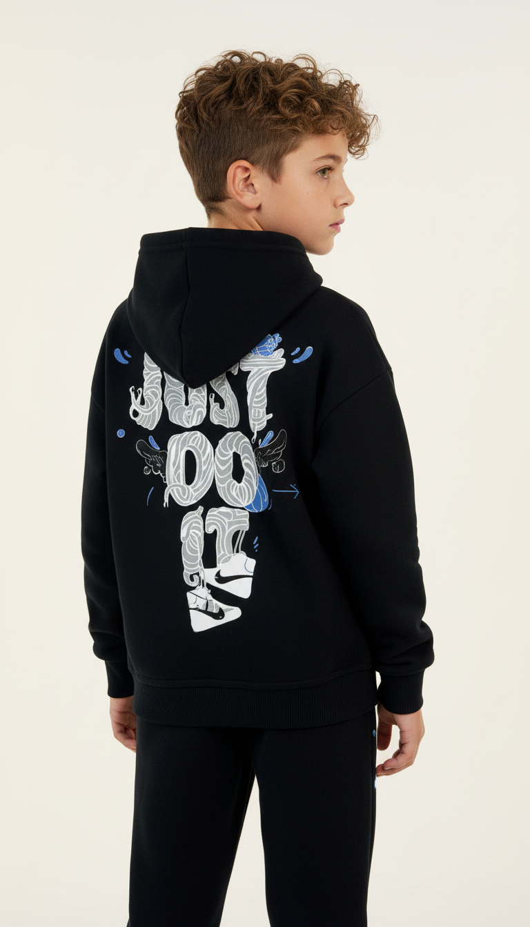 Just Do It Kapüşonlu Cepli Eşofman Takımı