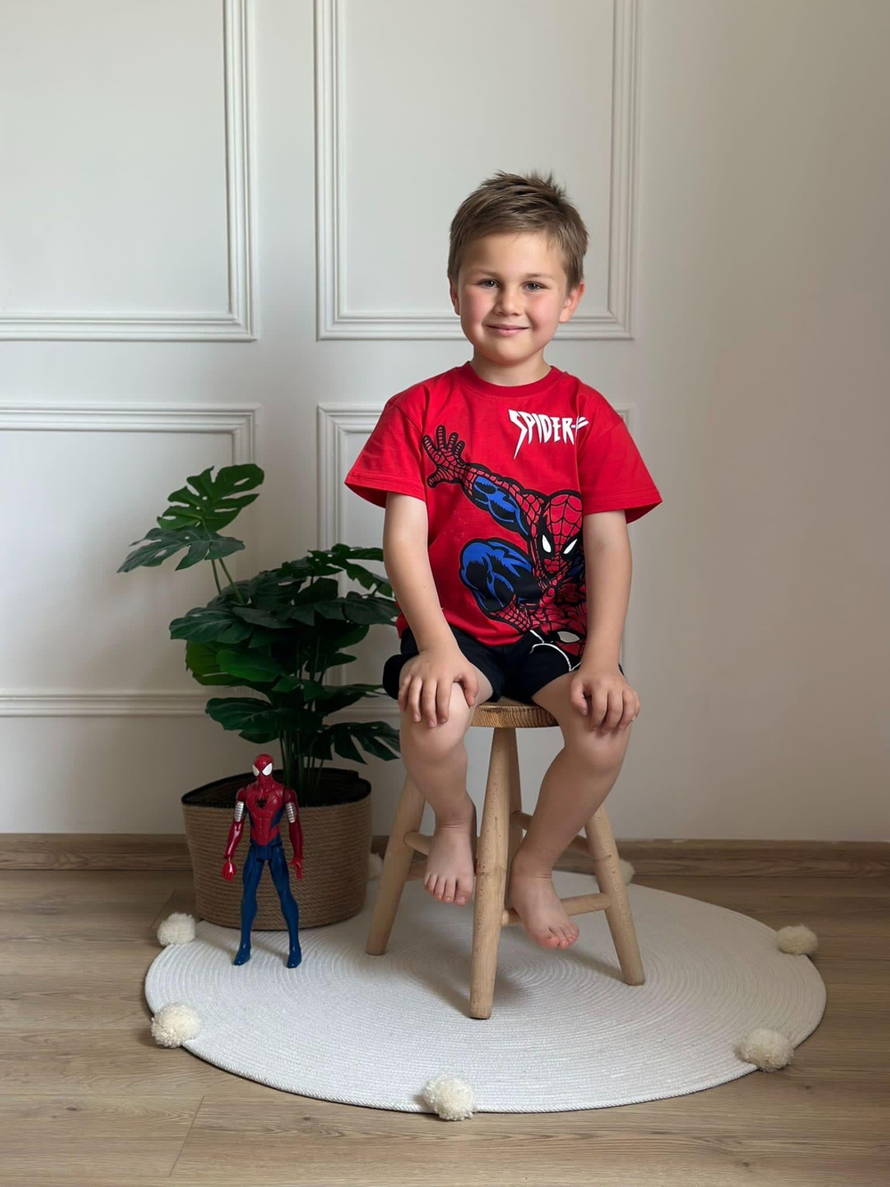 Kırmızı Spiderman Şortlu Takım