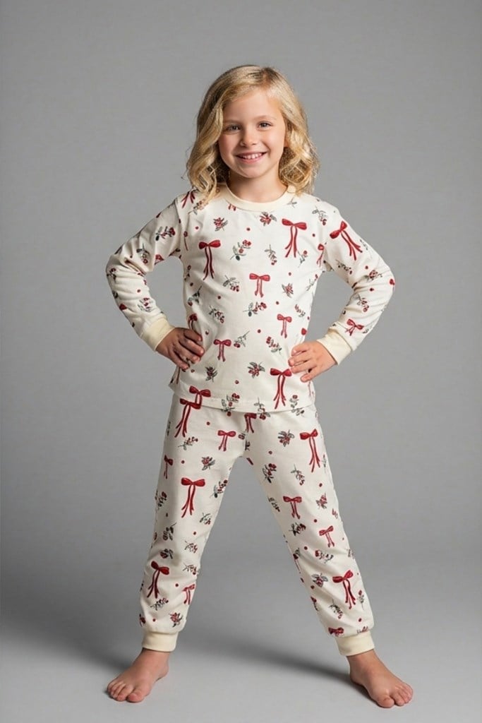Kurdele Baskılı Pijama Takımı