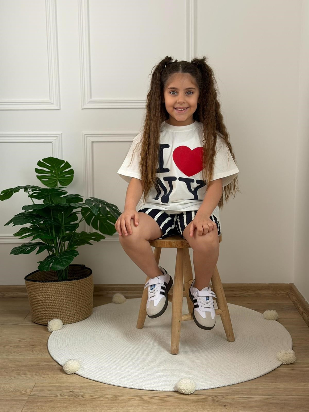 Love NY Çizgili Şortlu Takım