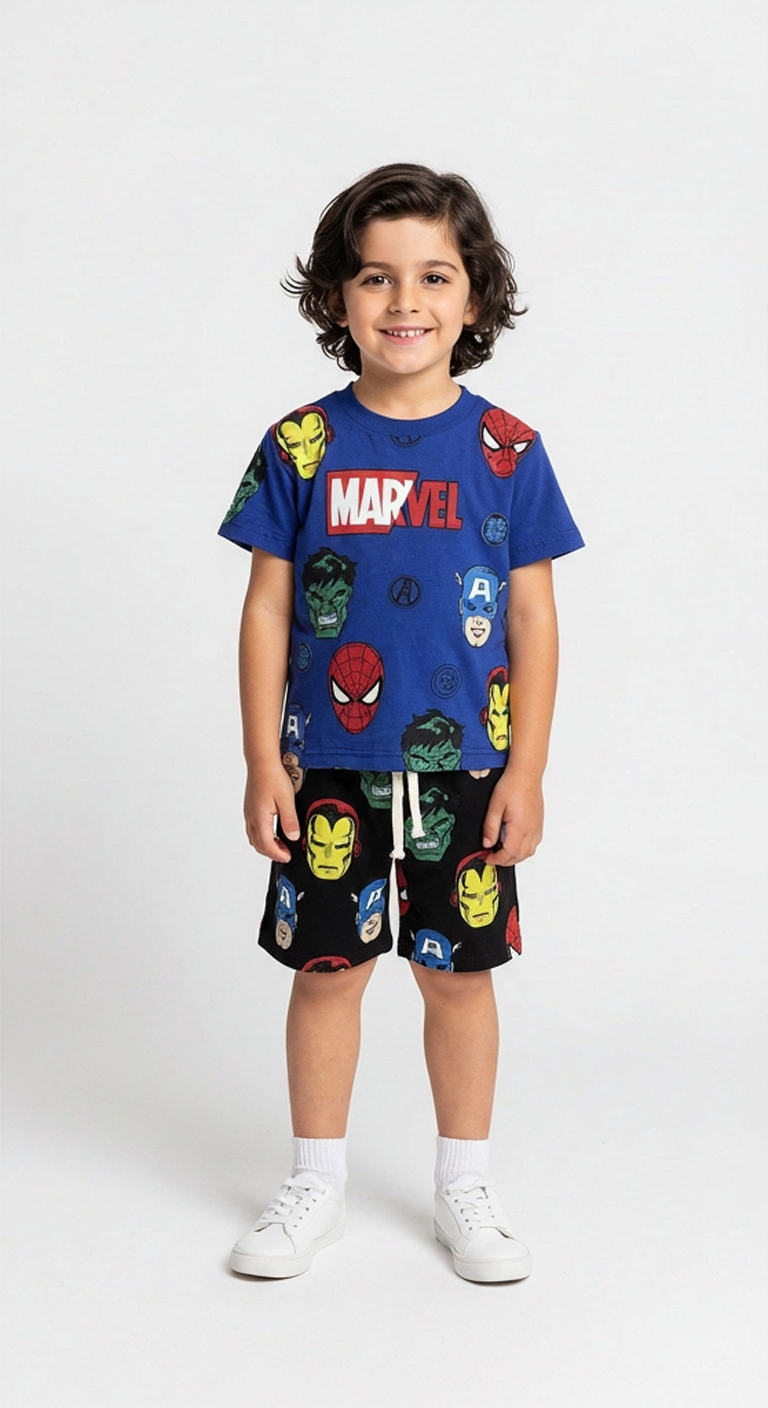 Marvel Karakterli Şortlu Takım