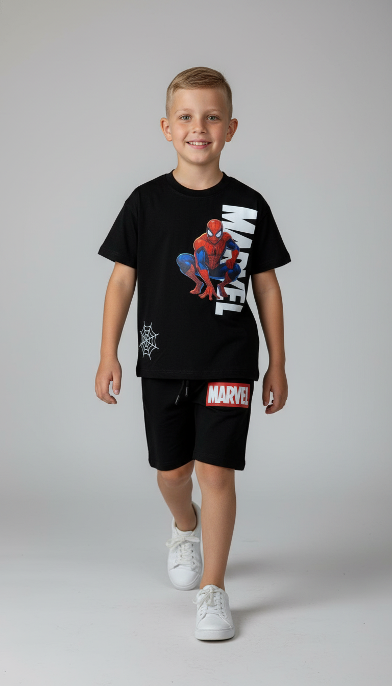 Marvel Spiderman Figürlü Şortlu Takım