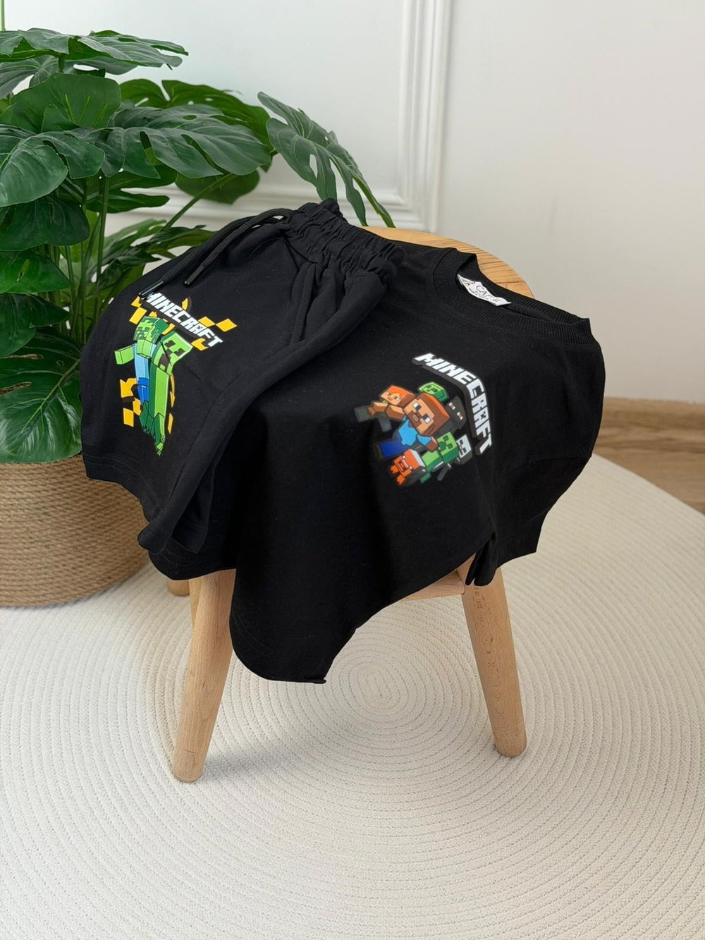Minecarft Baskılı Şortlu Takım