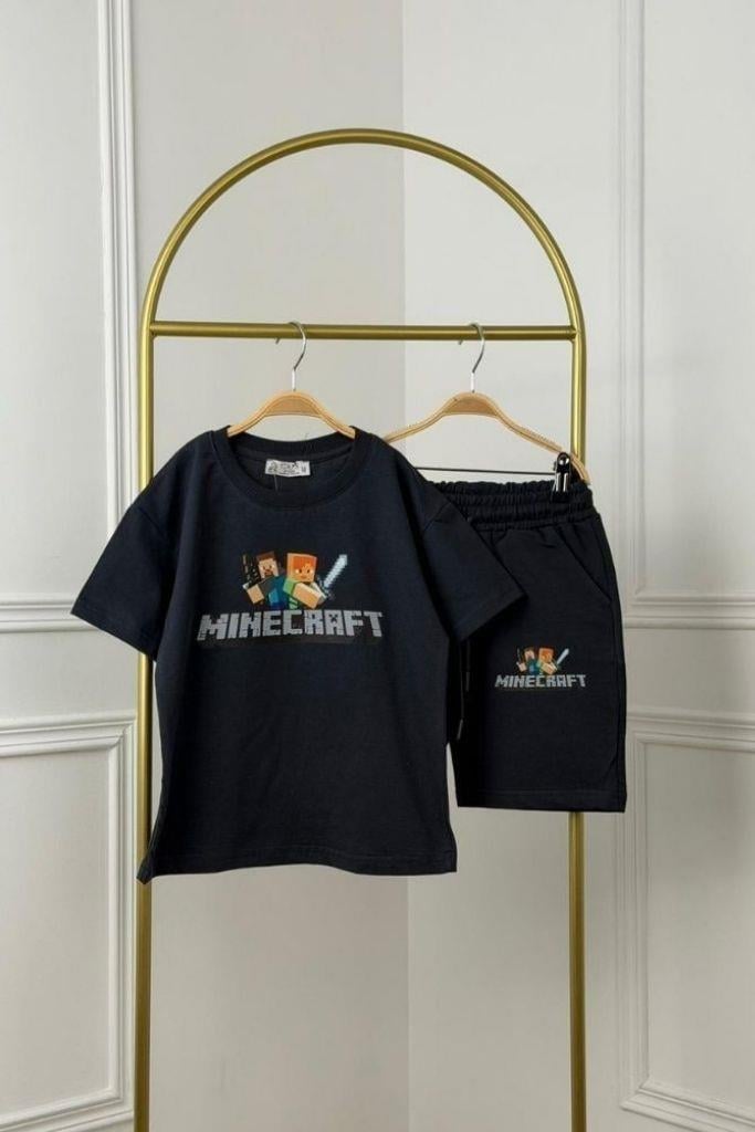 Minecraft Figürlü Şortlu Takım