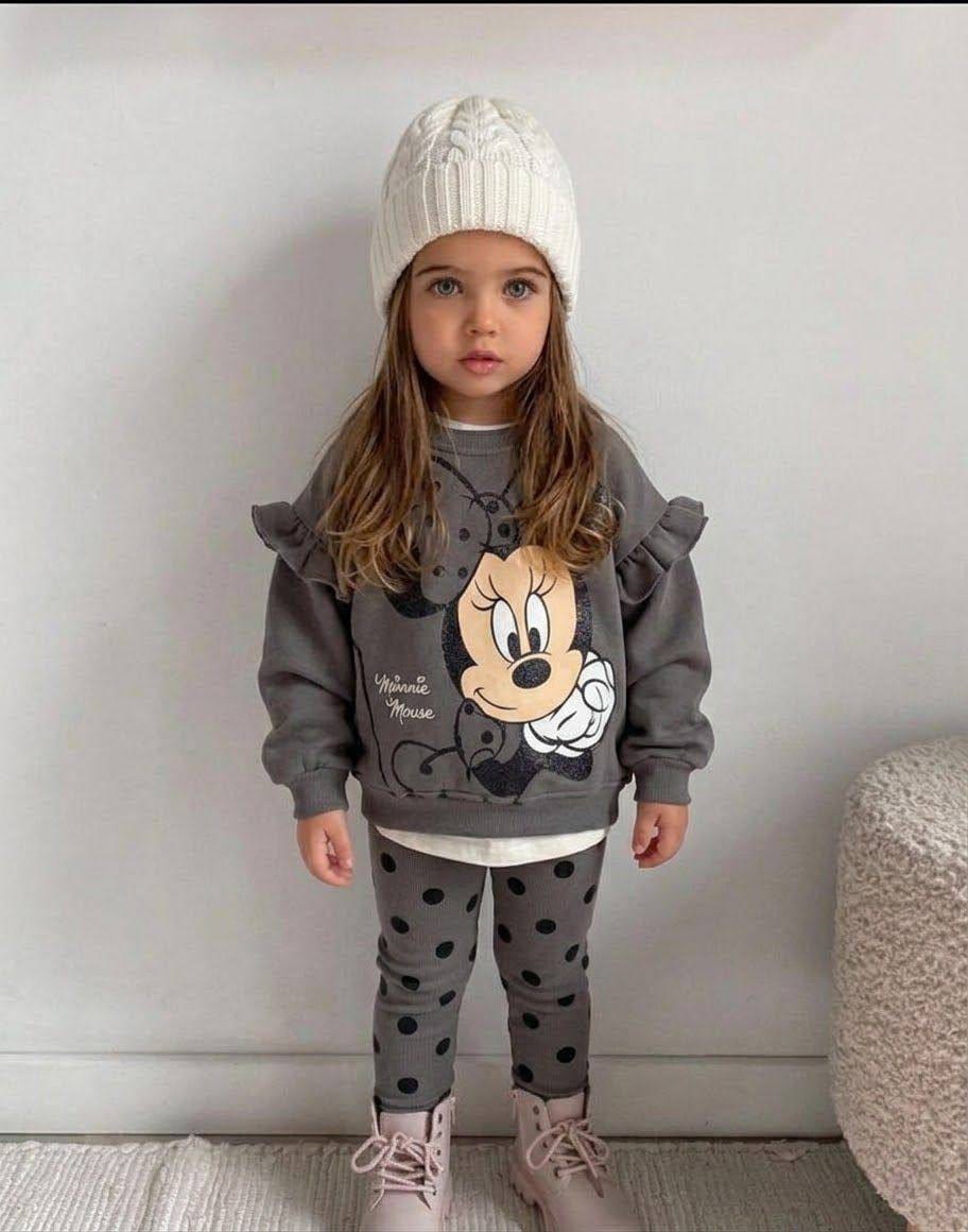 Minnie Mouse Puantiye Baskılı Taytlı Takım