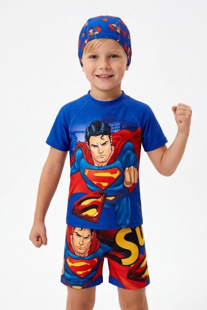 Superman Boneli Şortlu Mayo