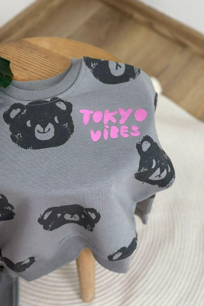 Tokyo Vibes Panda Baskılı Taytlı Takım