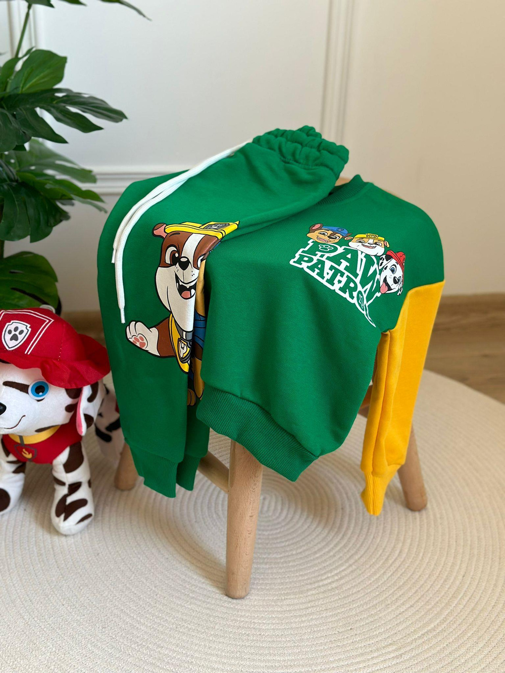 Yeşil Paw Patrol Renkli Kol Detaylı Eşofman Takımı