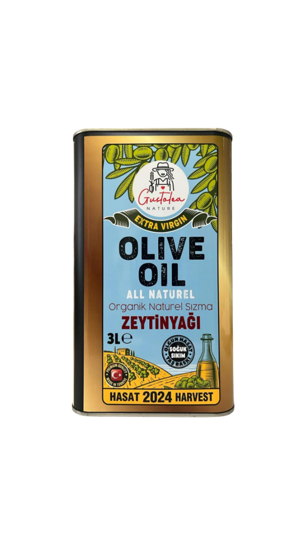 Gustolea Nature Organik Bebek Soğuk Sıkım Naturel Sızma Zeytinyağı 2024 Mahsul 3 L