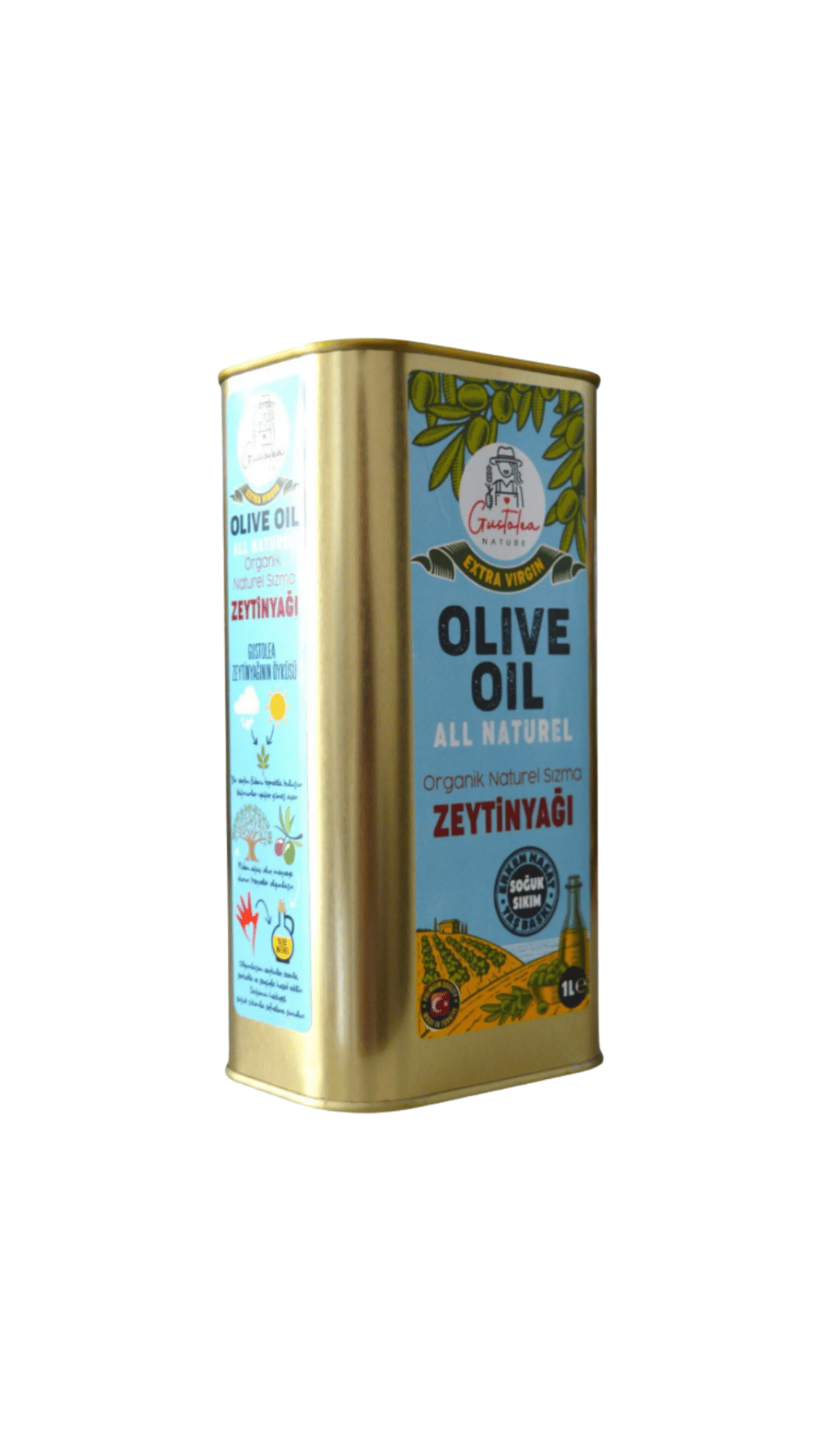 Gustolea Nature Organik Bebek Soğuk Sıkım Naturel Sızma Zeytinyağı 2024 Mahsul 1 L