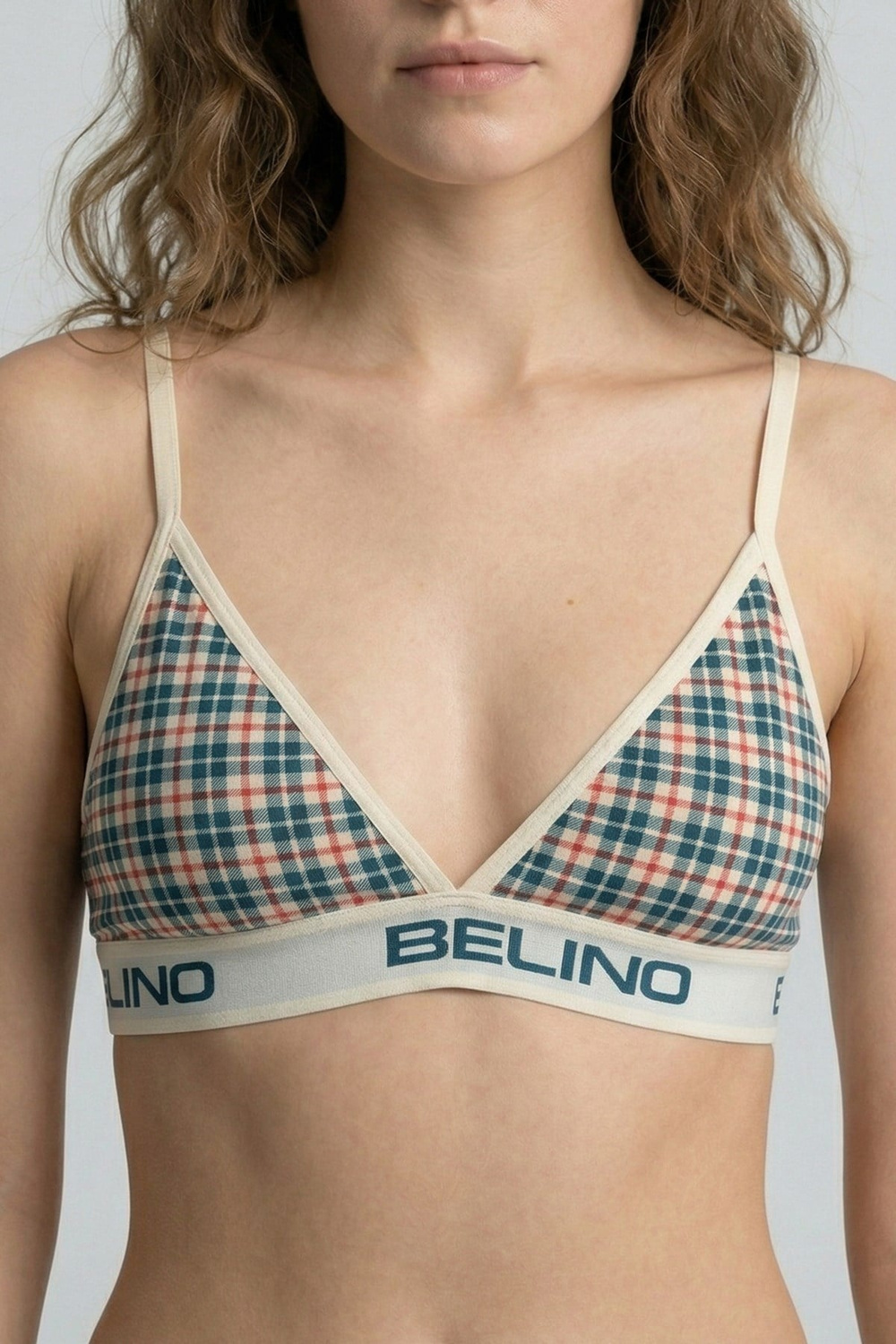 Desenli Kadın Slip Külot ve destekleyici pedli bralet takım- Plaid Timeless