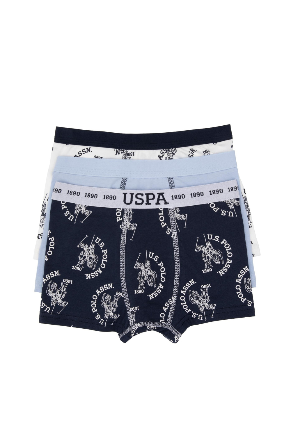 U.S. Polo Assn. Erkek Çocuk Desenli 3lü Boxer Set Renkli US2245