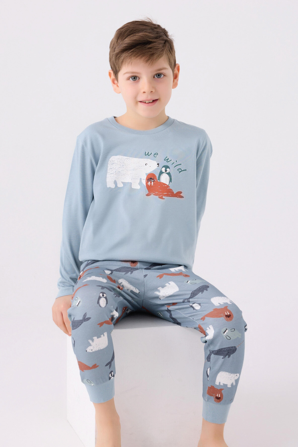 Rolypoly Erkek Çocuk Kışlık İkili Pijama Takım Soft Yeşil