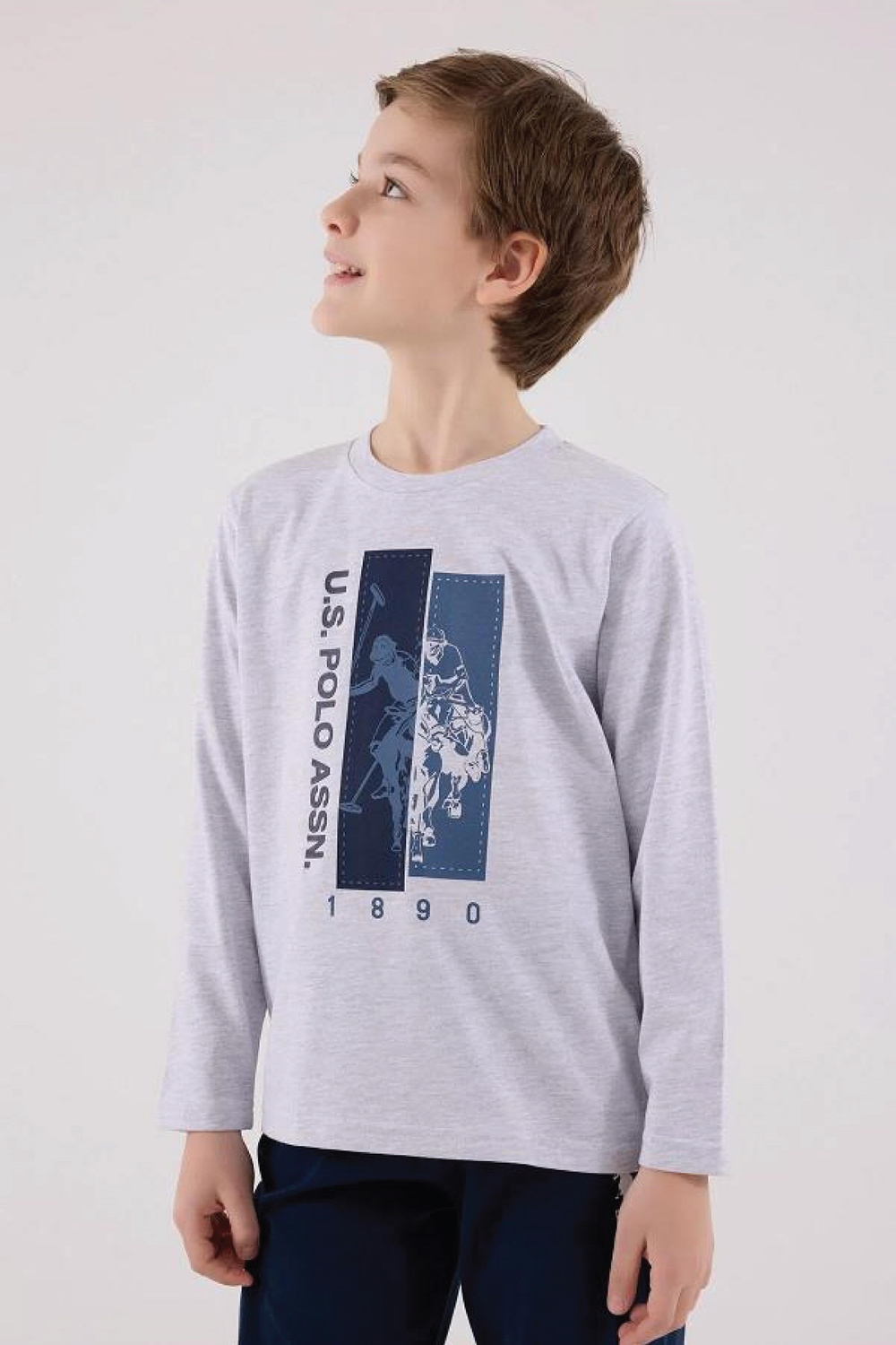 U.s. Polo Assn Erkek Çocuk Uzun Kol Kar Melanj Pijama Takım 