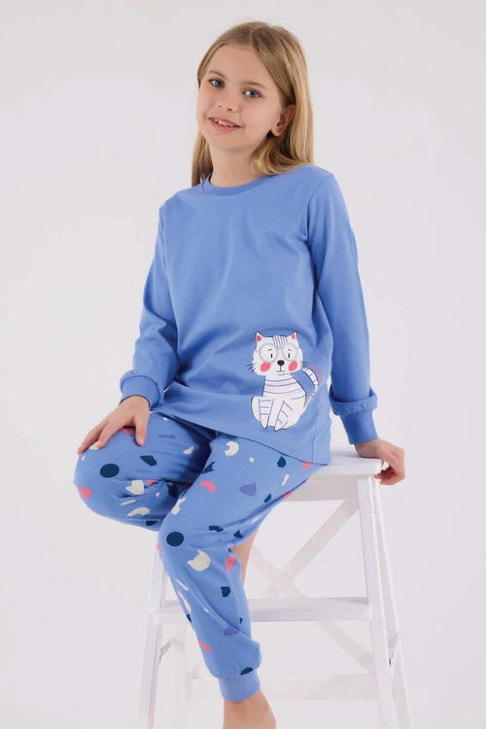 Rolypoly Kız Çocuk Açık İndigo Pijama Takımı